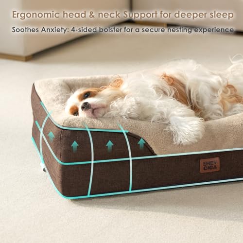 Orthopedic Dog Bed for Medium Dog (Brown / 35x22x6.5)