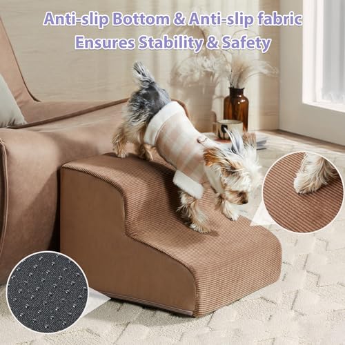 Dog Stairs for Small Dogs (Fleece Brown)