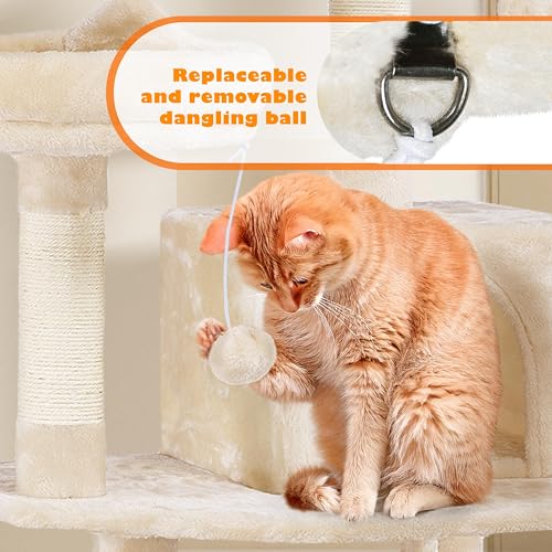 62.5in Cat Tree with 2 Cat (62.5in / Beige)