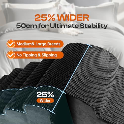 Extra Wide Dog Stairs for Large Dogs (Black / Stairs- 25"H)