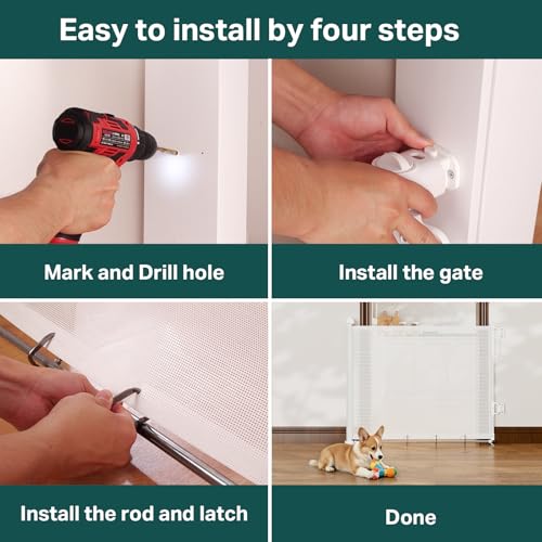 27 40" Retractable Baby Gates for Stairs & Doorways (White / Retractable Width: 27"–40")