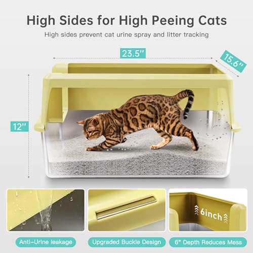 Stainless Steel Cat Litter Box (21 - Yellow (Pack of 1))
