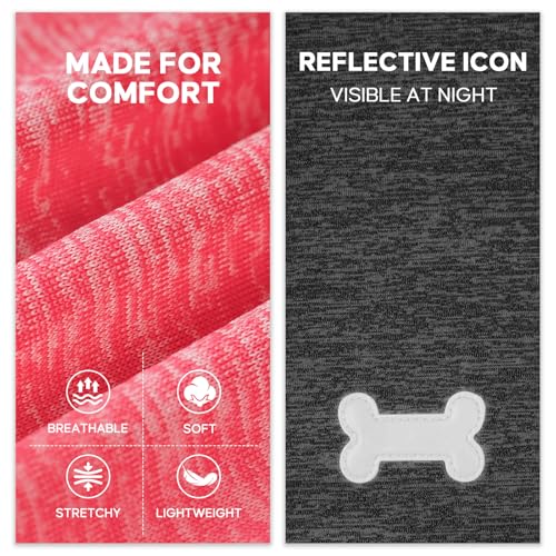2Pack Dog Shirt for Medium Dogs Sun Protection Tank Top with Sleeves (X-Large (18-30lbs) / 5# 2Pack(Coral Red+Grey))