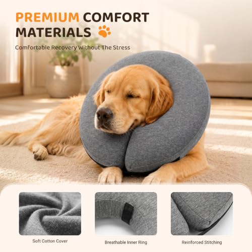 Inflatable Dog Cone After Surgery (Grey / M(12"-15"))