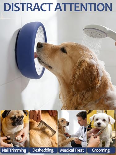 Dog Lick Bowl with Brush and Scraper (Dark Blue / Small)