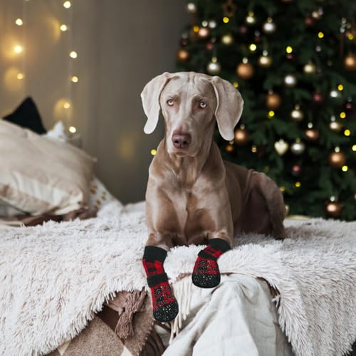 Anti Slip Dog Socks (Large (6 Count) / Black&Red)
