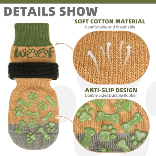 Dog Socks Shoes for Hot Pavement to Prevent Licking Paws (green / Large (4 Pack))