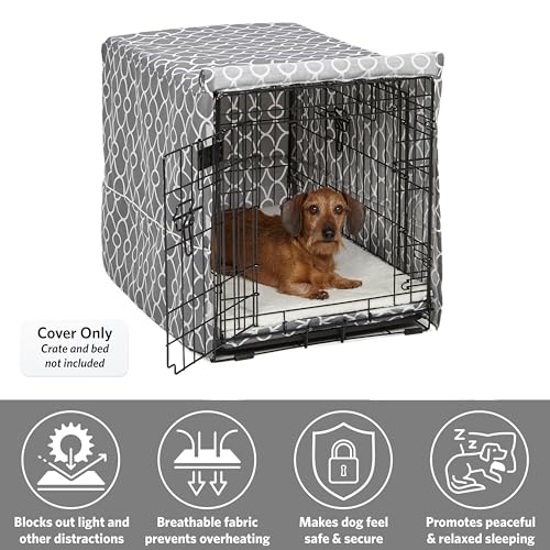 Medium Dog Crate Cover With Teflon Fabric Protector (Gray Geometric Pattern / 29"L x 20"W x 20"H)