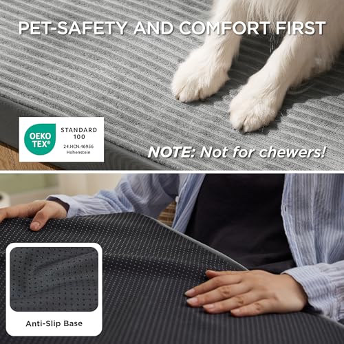 ComfyFleece Dog Bed Medium Size Dog with Washable Cover (29x18x2.8 / Charcoal Grey)