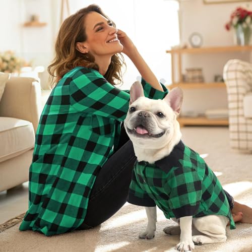 Dog Shirt Christmas Green Plaid Pet Shirts (X-Large / Green)