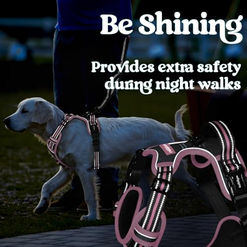Dog Harness for Large (Large / Black & Pink)