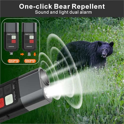 Electronic Whistle Rechargeable 125dB Loud Electric Whistle with LED Flashlight & Bear Horn (Black)