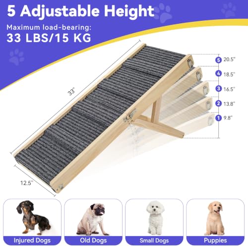 2026 Upgraded Small Dog Ramp for Couch Foldable (A-wood Color / 80×30cm-for couch)