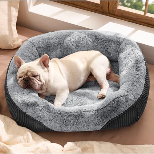 Washable Dog Bed Medium Size Dog Rectangle Big Pet Bed (Grey / 30"L x 24"W x 8"Th)