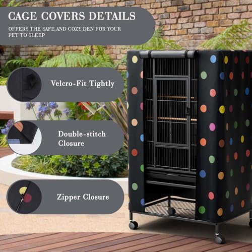 Ultra Blackout Birdcage Cover (Polka Dot / 33.0"L x 23.0"W x 41.0"H)