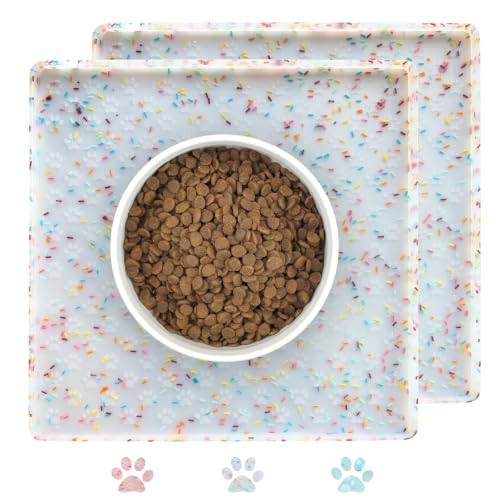 2 Pack Dog Food Mat Anti (11.8"L x 11.8"W - 2 Pack / Donut-White)