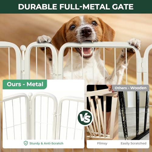 Dog Gate Extra Wide Adjustable for Openings Up to 219" (White / Up to 219" W【7 Panels + 1 Door】 / 32"H)