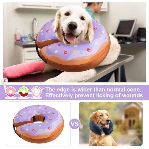 Dog Cone Collar Alternative After Surgery (Purple Donut / S(Neck:11"-13"))