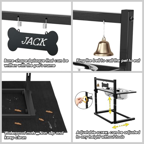 Elevated Dog Bowls with Mat (metal plate - large dogs)