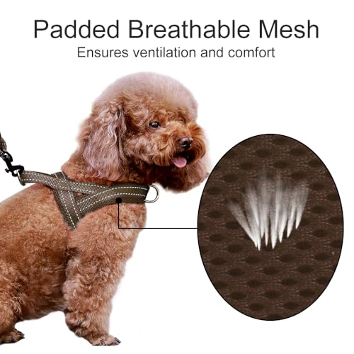 No Pull Dog Harness for Small Dogs (S: chest 17"-19.7" / Chocolate)