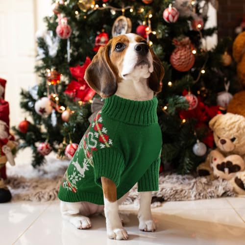 Small Dog Christmas Sweater for Medium Dogs Girl (Medium / Christmas Green)
