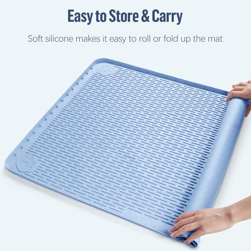 Pee Pad Holder for Dogs 34''x22'' Silicone Puppy Pee Pad Tray (Blue)