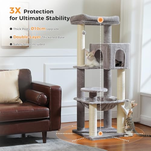 57.8" Heavy Duty Cat Tree for Maine Coon (Grey / 57.8in)
