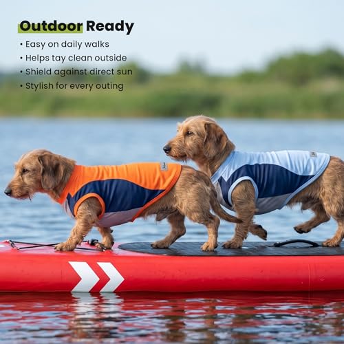 2 Pack UPF 50+ UV Sun Protection Dog Shirt (Medium / Orange-Blue)