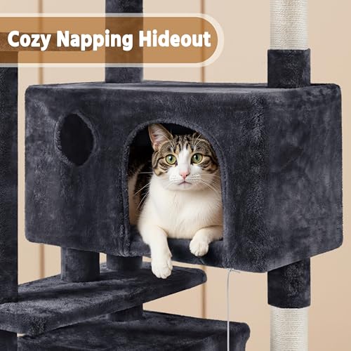 62in Cat Tree Tower (Black / 62in)