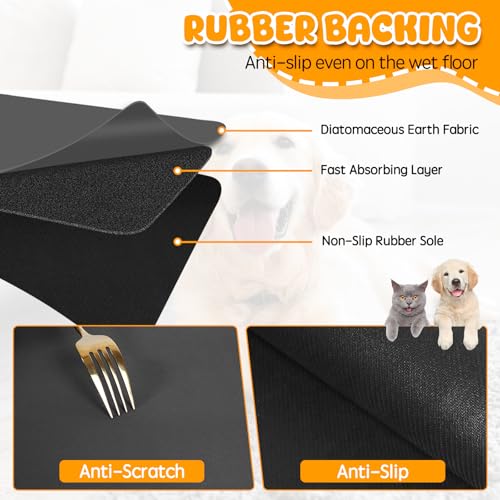 Dog Food Mat 36" x 24" Extra Large Absorbent Dog Mat for Food and Water (36"L x 24"W / Dark brown)