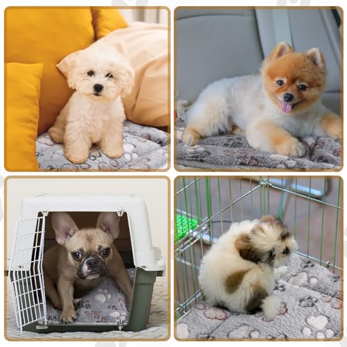 4 Pack Soft Pet Bed Mat Small Dog Crate Fleece (13 x 19 Inches / Light Gray)