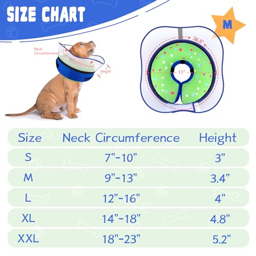 Elevated Inflatable Dog Cone Collar Alternative After Surgery (Donut Green / M(Neck 9"-12.5"))