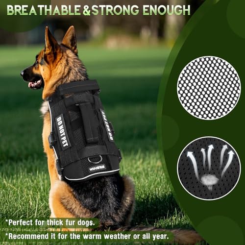 Tactical Molle Vest Mesh Dog Harness with 10 Removale Pet Patches (Medium / Black)