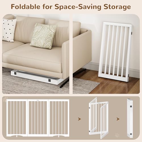 32" Extra Tall Free Standing Dog Gate Indoor (White / 3-Panel, 32"Tall)