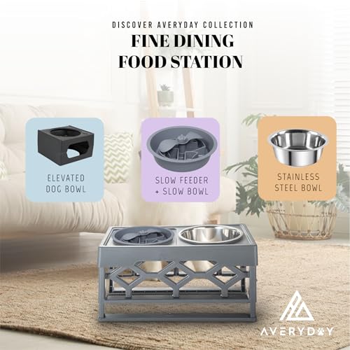Slow Feeder Dog Bowls for Large Breed (Petal Feeder Grey / 2.5 Cup - Fit 7.5-7.7'' Feeder Holes)
