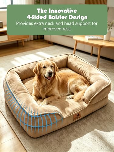 Orthopedic Dog Bed with Sides (42.0"L x 32.0"W x 6.5"Th / Brown)