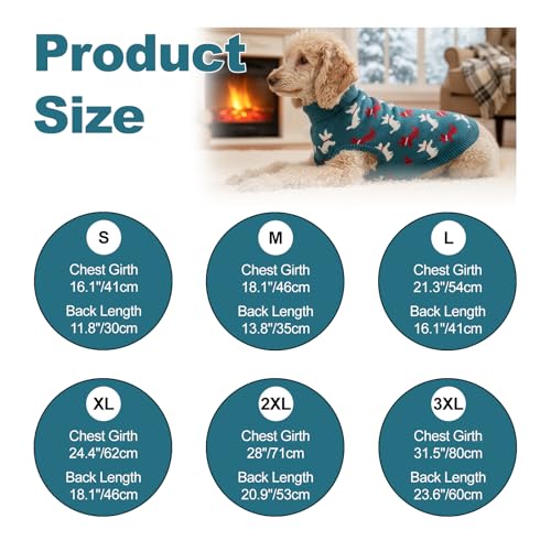 Cute Dog Sweater with Puppy Pattern Soft Dog Knitwear Thermal Puppy Doggie Clothes Breathable Pet Knitwear Cozzy Warm Pet Pullover Outfit for Small Medium Large Dogs L (Large)