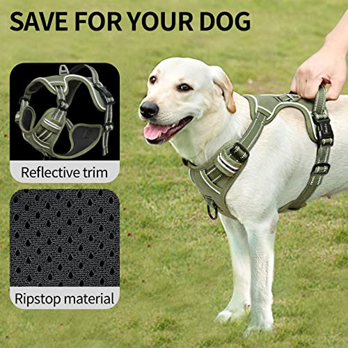 Dog Harness Dog Harness for Small Medium Large Dogs No Pull Adjustable Padded Reflective Harness with Handle for Walking Training (S / Green)