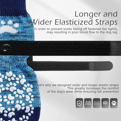 6PCS Anti Slip Dog Socks to Prevent Licking Paws (XX-small (6 Count) / Blue)
