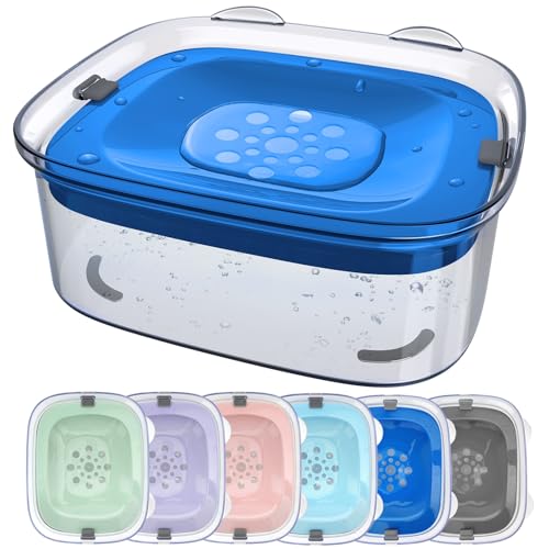 3L No Spill Dog Water Bowl with Slow Drinking Disk (Navy Blue)