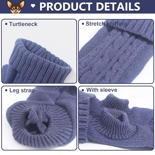 2 Pack Dog Sweaters for Small Dogs (Medium / Navy Blue-Grey)
