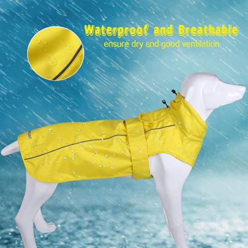 Adjustable Waterproof Dog Raincoat for Dogs (Yellow / Large(22-37lb))