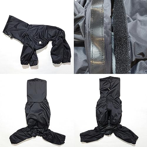 D Doggy Star Italian Greyhound Raincoat Waterproof Jacket Windbreaker Clothes Whippet for Dog (L / Raincoat Black)
