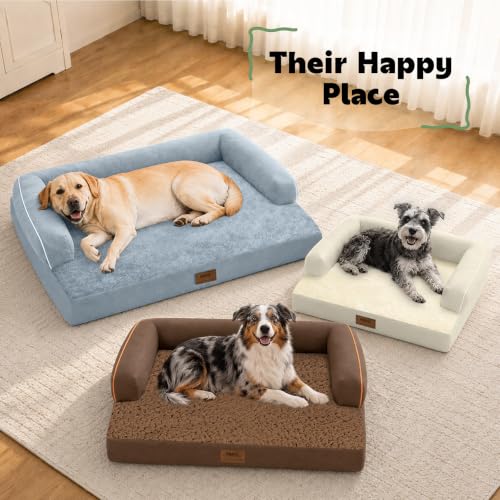 Orthopedic XL Dog Bed with Bolster for Extra Large Size Dogs (42.0"L x 30.0"W x 8.0"Th / Grey)
