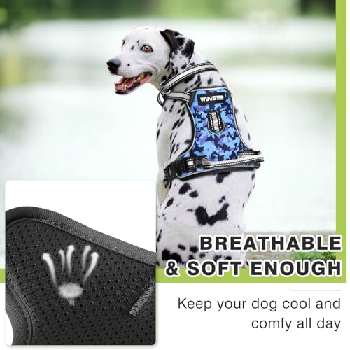 Dog Harness No Pull (Medium / Blue Camo)