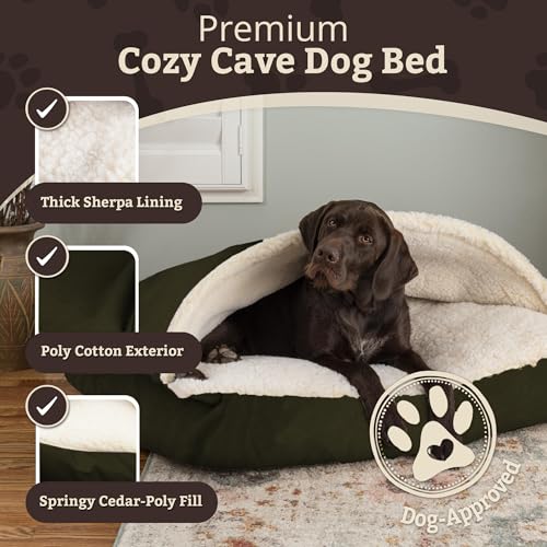 Rectangle Cozy Cave Dog Bed (Olive / Extra Large)