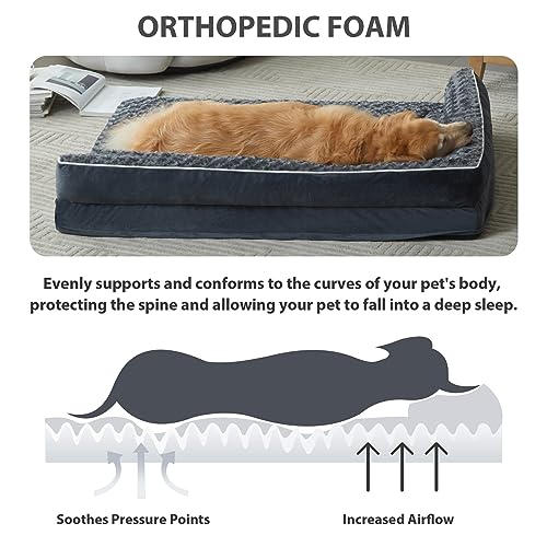 Orthopedic Washable Dog Bed (Dark Grey / 61.0"l x 43.0"w x 7.5"th)