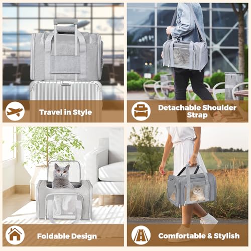 Cat Carrier Soft Up to 16 Lbs (17.0"L x 11.0"W x 11.0"H / Grey)