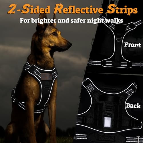 Tactical Dog Harness for Large Dogs (Xl(chest:23.6"-41.8",neck:21.7"-32.3",back:9.1") / Black)