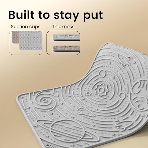 Lick Mat for Dogs&Cats (Ash+Beige / 9.8"L x 5.9"W)